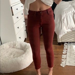Abercrombie Simone High Rise Ankle jeans in red